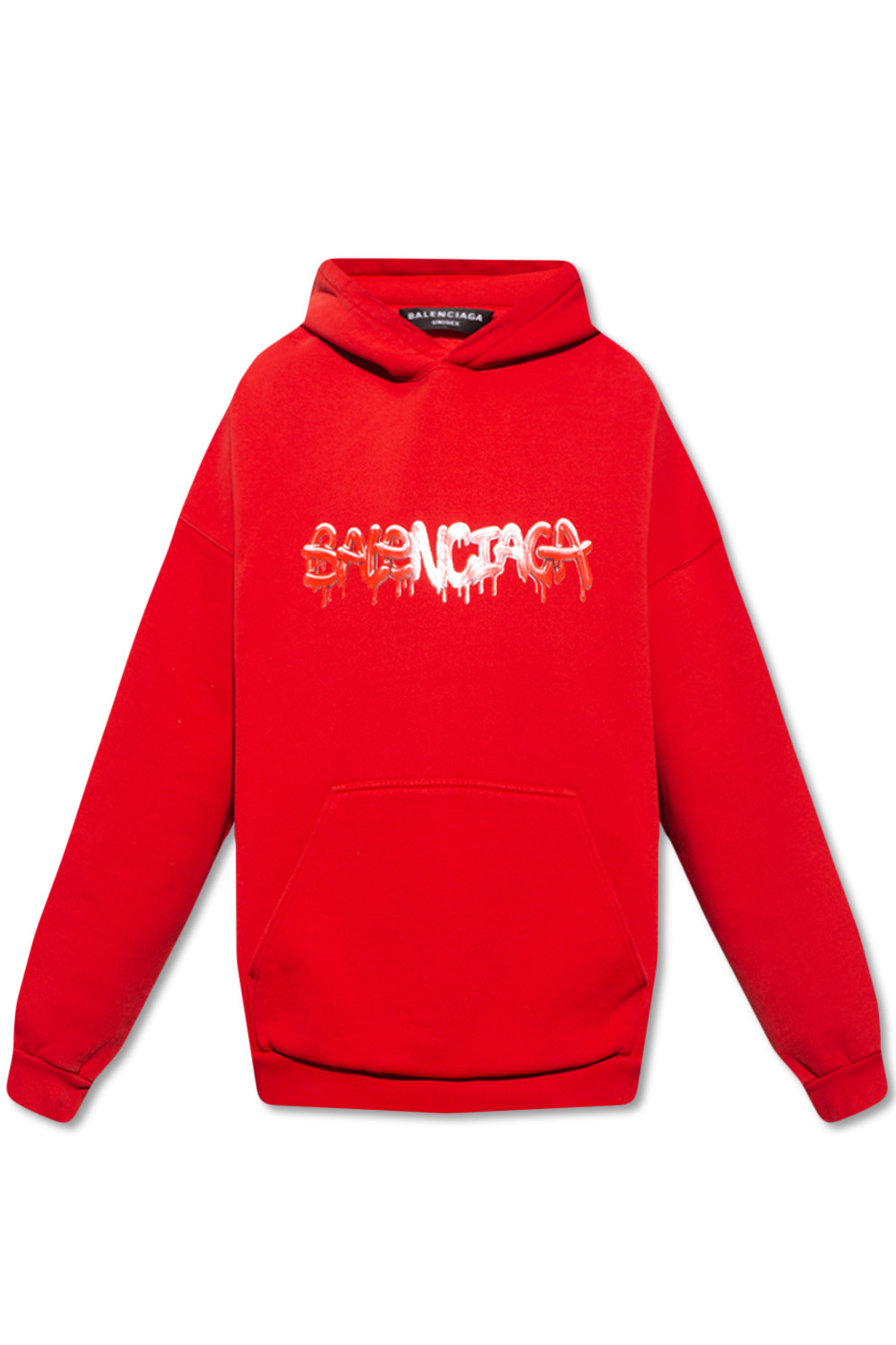 Balenciaga red best sale logo hoodie